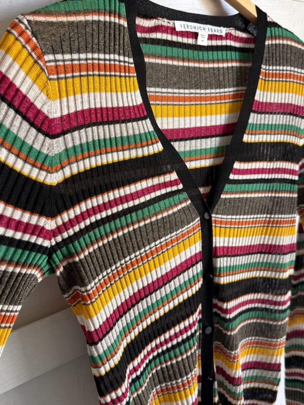 Veronica Beard Striped Button Down Sweater